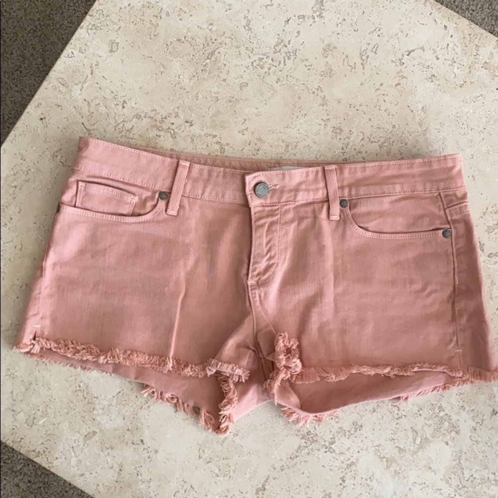 Paige size 30 ballet pink denim cutoff shorts
